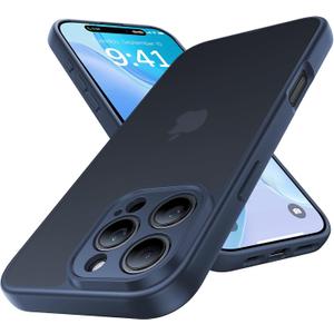 Shockproof for iPhone 16 Pro Max Case, [Camera Protection] [Military-Grade Drop Protection] Protective Anti-Yellow Slim Translucent Skin-Friendly for iPhone 16 Pro Max Phone Case, Navy Blue