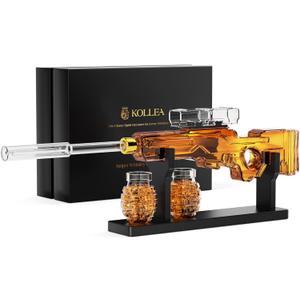 Birthday Gifts for Men Dad, Kollea Gun Whiskey Decanter Sets for Men with 2 Granade Glasses & Detachable Scope, Liquor Dispenser for Bar, Military Present for Father, Brother, Anniversary, Christmas