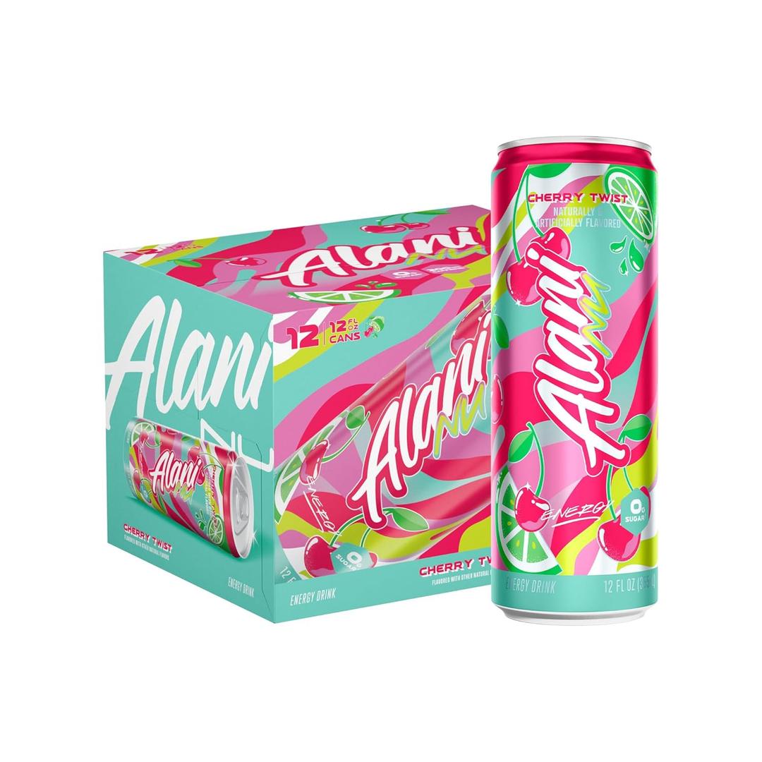 Alani Nu CHERRY TWIST Sugar Free, Low Calorie Energy Drinks, 200mg Caffeine, Biotin B Vitamins, Zero Sugar, 10 Calories, 12 Fl Oz Cans, 12 Pack (12 Fl Oz (Pack of 12))
