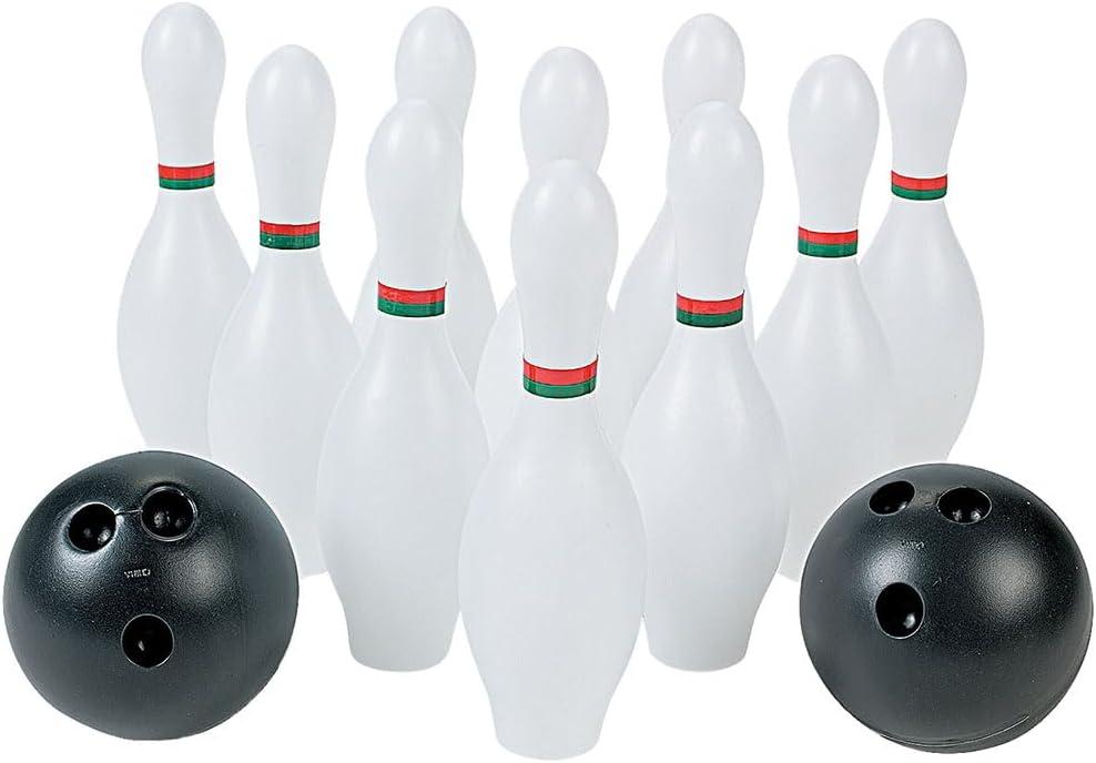 Fun Express Kids Bowling Set - 10 Colorful Plastic Bowling Pins & 2 Balls for Toddler Sports Toys | Indoor Outdoor Games for Toddlers Ages 1-3 & 2-4 | Perfect Birthday Party Entertainment - 12 Pieces