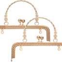 uxcell 2 Pcs Metal Purse Frame, 18cm/7.1" Retro Rectangle Kiss Lock Clasp Frame Embossed for Purse Making, Handled Bag, Coin Bag Clutch Bag, Frame Hardware Replacements (Light Gold)