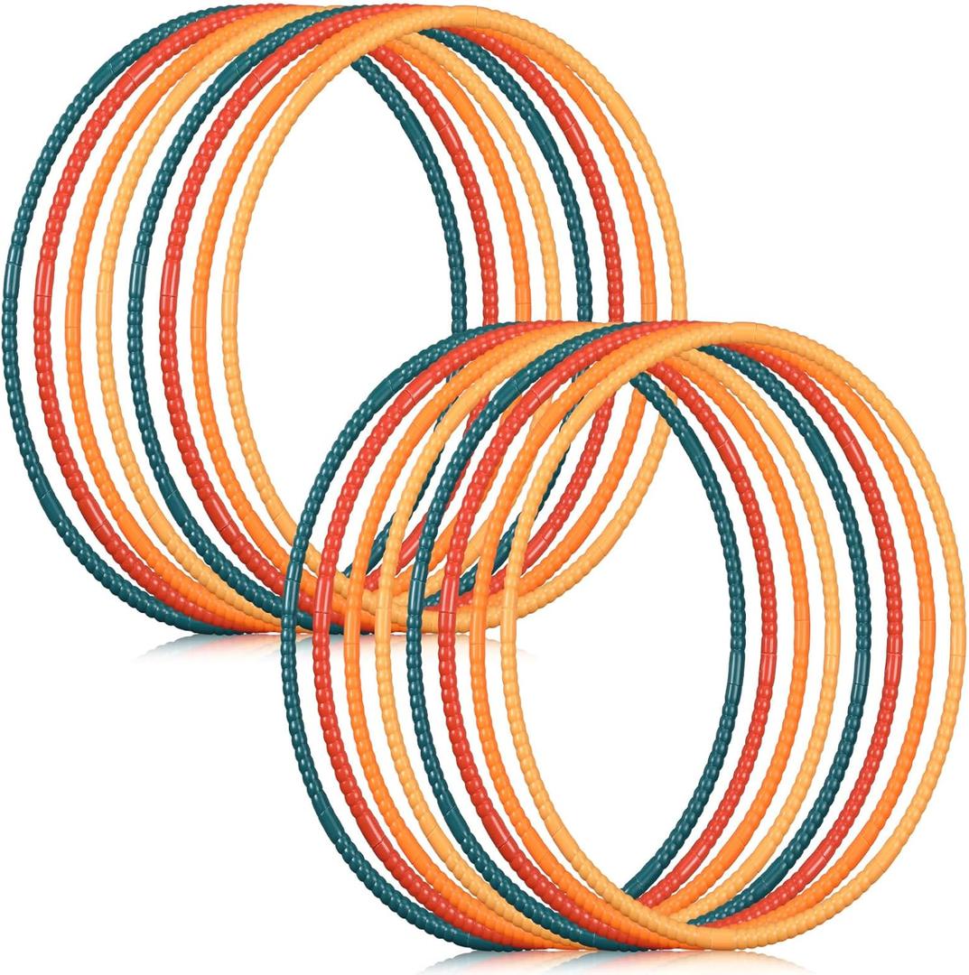 Libima 16 Pcs Toy Color Hoop for Kids, Detachable Adjustable Light Weight Plastic Colored Hoops Toy Circles for Party Games, Dance, Dog Agility (28 Inch, Red, Teal, Orange, Yellow)