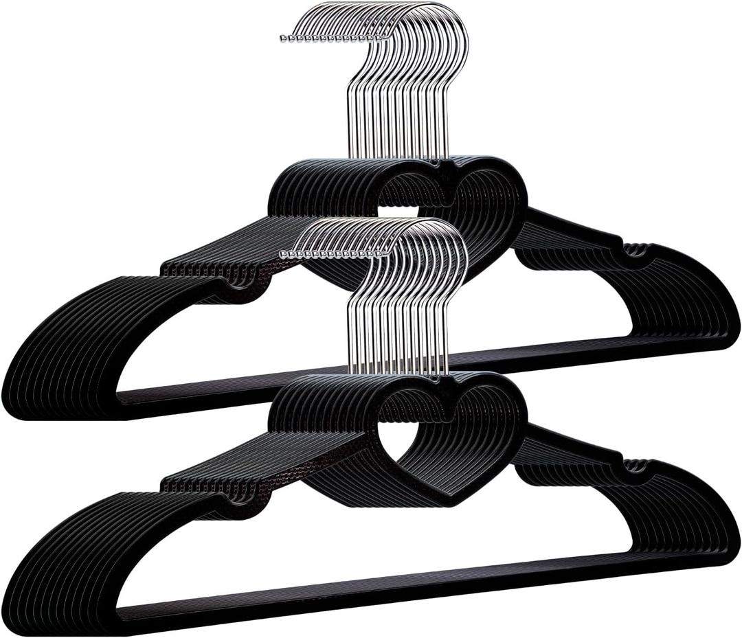 Plastic Hangers 20 Pack, Black Slim Hangers Clothes Hangers Ultra Thin Space Saving- Cute Hangers with 360 Degree Swivel Hook-Strong Adult Hangers for Dress,Shirts, Coat