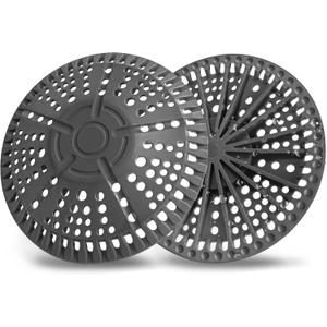 Shower Drain Hair Catcher, 2 Pack 5.5in Shower Hair Catcher Large Premium Silicone Drain Protector Strainer, Shower Drain Cover for Shower Room, Floor Drain, Bathroom Sink, Dark Grey (5.5 x 5.5 x 0.2 in)