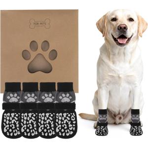 KOOLTAIL Dog Socks to Prevent Licking Paws for Hardwood Floors Anti Slip, Winter Warm Pet Boots&Paw Protector with Grippers, Double Sides Puppy Shoes Booties for Small Medium Large Senior Dogs