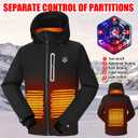 Women's Heated Jacket with Battery Pack 12V 5 in 1 Smart Control Battery Heated Jacket for Women with 6 Heated Zones (Black)