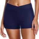 Yonique Womens Swim Shorts Bathing Suits Bottoms Swimsuit Bottoms (Size X-Large, Navy Blue)
