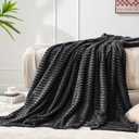 BEDELITE Fleece Blanket Twin Size  3D Ribbed Jacquard Soft and Warm Decorative Fuzzy Blankets  Cozy, Fluffy, Plush Lightweight Throw Blankets for Couch, Bed, Sofa(Black, 60x80 inches)