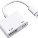 [Apple MFi Certified] Lightning to HDMI Adapter, No Power Needed 1080P Video & Audio Sync Screen Converter with Lightning Charging Port, iPhone to HDMI Adapter Compatible with iOS