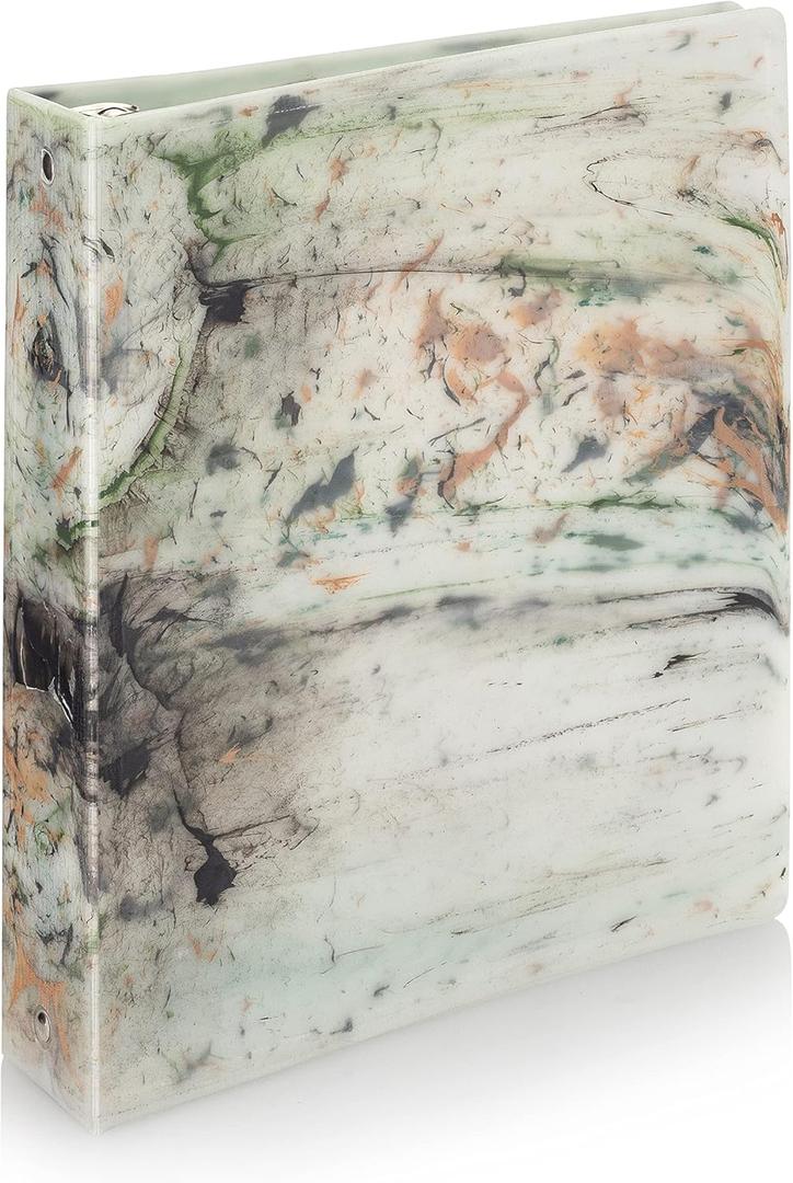 Carstens Limited Edition 2-Inch Green Marble Heavy Duty 3-Ring Binder  Side Opening, Waterproof, Durable Plastic, No-Gap Rings, Holds 300 Sheets, BPA-Free, Made in USA (2843-3R) (Individual)