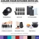 COOK WITH COLOR Mixing Bowls with TPR Lids - 12 Piece Plastic Nesting Set includes 6 Prep and Lids, Microwave Safe Bowl (Black Ombre)