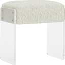 Vanity Stool Chair and Pouf Ottoman-Modern Multifunctional Vanity Stool and Foot Rest with Wool and Acrylic Leg for Makeup Room, Living Room, Bedroom (White)