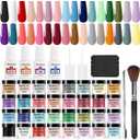 32 Color Dip Nail Powder Starter Kit - 36 Bottle Blue Cheese Yellow Dip Powder Kit with Base Top Coat Activator for French Nail Art Manicure DIY Salon (32DIP-KIT-01)