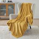 Bedsure Fleece Blanket Queen Blanket Gold Yellow - Bed Blanket Soft Lightweight Plush Fuzzy Cozy Luxury Microfiber, 90x90 inches