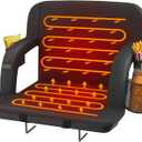 HOPERAN Dual-Sided Heated Stadium Seats for Bleachers with Back Support, 3 Levels Heating Stadium Seating for Bleachers Seat with Backrest, 5 Pockets Portable Stadium Chair for Outdoor (21", Black)