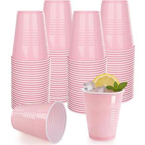 WELLIFE 12 Oz Pink Plastic Cups - Soft Pink Party Cups for Spring Gathering, Galentines Celebrations,Mother's Day,Princess Birthday Parties,Bachelor Party, Picnic or Festive Celebrations (50pcs)