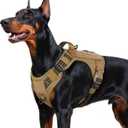 rabbitgoo Dog Harness for Large Dogs No Pull, Tactical Service Pet Vest with Molle and Control Handle, Adjustable and Reflective Military Harness for Easy Walking and Training, Brown, Large