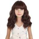Kids Short Brown Wig Girls Mixed Brown Short Curly Wavy Wig Chocolate Brown Synthetic Children Wigs Cosplay Costume Party with Wigs Cap