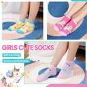 WEVIAS Kids Girls Socks Unicorn Ankle Funny Cartoon Low Cut Cotton Cute Novelty Fashion Toddler No Show Silly Socks 6 Pairs