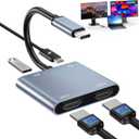 USB C to Dual HDMI Adapter 4K@60Hz, Type C Hdmi Splitter for Dual Monitors with USB 3.0, 100W Fast Charging, USB Hub with 2-HDMI Extended Display for MacBook, USB-C Laptop for Dell for Lenovo