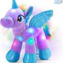 Houwsbaby 14'' Purple LED Light Up Unicorn Stuffed Animal,Unicorn Plush Toy,Glowing Horse Plush Toy Night Light Glitter Present for Kids Boys Girls Present for Easter Birthday Festival Christmas