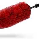 Maxshine Wheel & Rim Brush, 10" Large Bristle, Red & Black, PP Material | Soft Scratch-Free Bristles, Comfort Grip, Knuckle Guard | Universal Car Detailing Tool for Cleaning