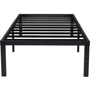 EMODA 16 Inch Heavy Duty Twin Bed Frame, Metal Platform Bed Frames No Box Spring Needed, Noise Free, Easy Assembly, Black