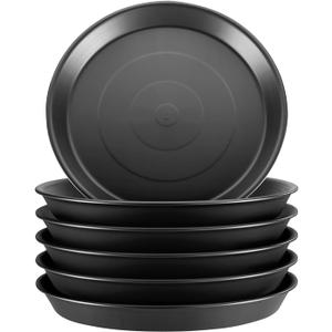 GROWNEER 6 Packs 13 Inches Plant Saucer Plant Drip Trays, Plastic Plant Trays for Pots, Heavy Duty Pot Drip Tray for Indoors Outdoor Flower Planters, Black