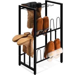 GADFISH Free Standing Shoe Racks, Vertical Boot Rack, Black Metal Boot Storage Organizer Tall Boots Organizer for Closet, Entryway, Shoe Rack for Boots, Sneakers, Fit 8 Pairs