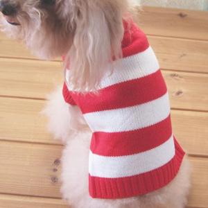 Turtleneck Stripes Pro Pet Clothes Dog Wool Classic Sweaters (Red &White Stripe, L)