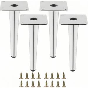 Silver Metal Furniture Legs Heavy Duty Straight Furniture Feet DIY Modern Replacement Legs for Cabinet Sofa Couch Chair-Set of 4 (Silver, 8")