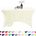 Spandex 4ft Waterproof Table Cover for Party,Wedding, Banquet, and Events(Ivory) (48" x 30" (Rectangular))