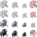 ZS 15Pcs Stainless Steel 16G Dermal Piercing Jewelry 2.5/3/4mm Diamond CZ Dermal Anchor Tops Skin Microdermal Piercing Jewelry for Men Women