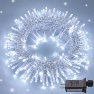 JMEXSUSS 150 LED White Christmas Lights Indoor Outdoor Waterproof, 59 Ft Connectable White String Lights Plug in, 8 Modes Twinkle Fairy Light for Bedroom Room Party Christmas Tree Decor