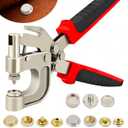 Snap Button Tool Kit, Heavy Duty Snap Fastener Tool with Built-in Hole Punch, 40 Sets 4 Colors Metal Button Kit for Boat Cover Repair, Ideal Marine Snap Setter Tool for Boat Covers, Canvas, Fabric
