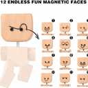 Shaking Wooden Man Figurine - Shaking Feet Wooden Doll for Car Dashboard Decorations, with 12PCS Magnetic Expressions, Funny Handmade Desk Decor for Office Home, Creative Wood Gift Idea