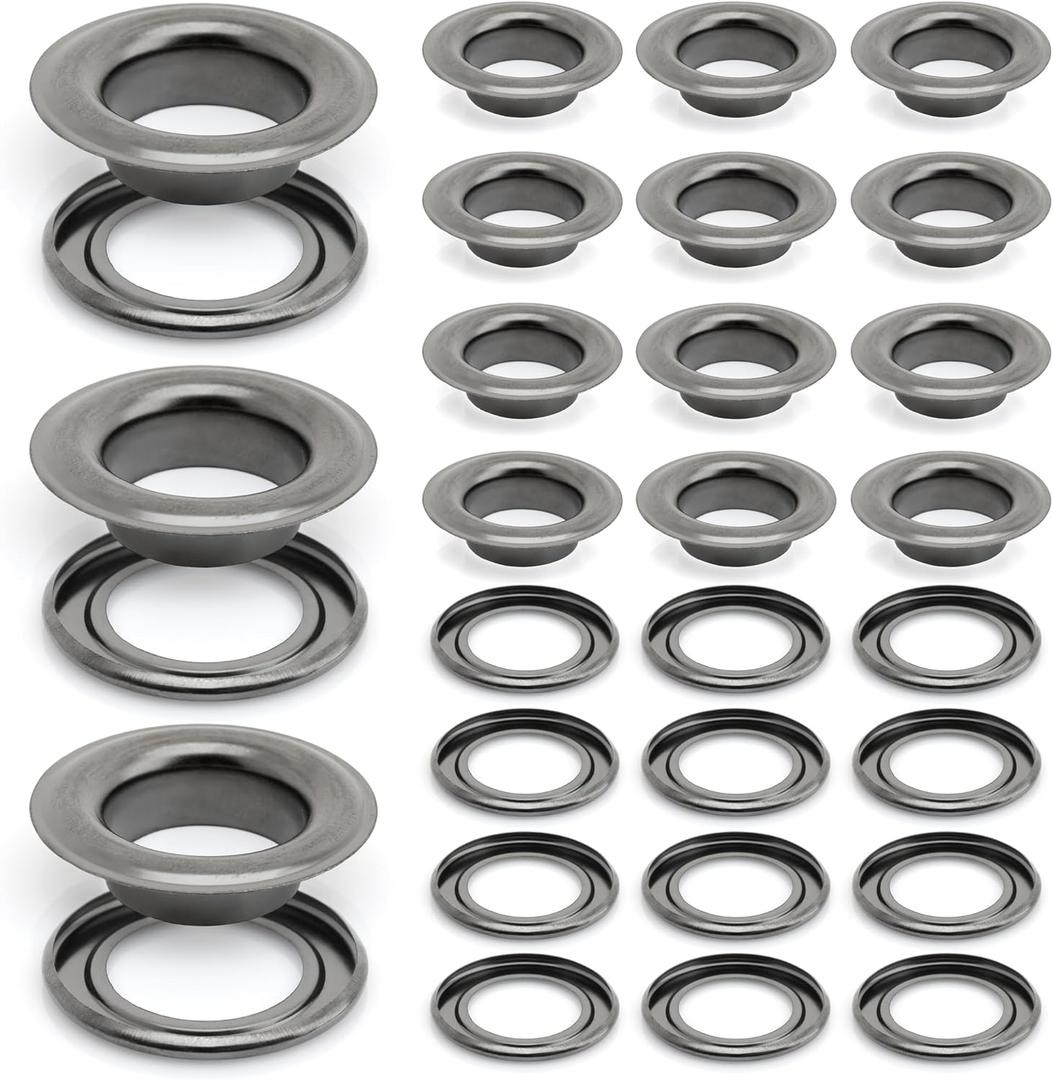CRAFTMEMORE 5/8" (16MM) Hole 50 Sets Grommets Eyelets with Washers for Leather, Tarp, Canvas (Gunmetal)