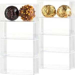 100 Pack 3.1"X1.5"X1.5" Clear Chocolate Boxes Truffle Boxes Small Bakery Treat Candy Gift Box Truffle Wrappers for 2 Truffles Weddings Birthdays Christmas Mother's Day Parties, Perfect