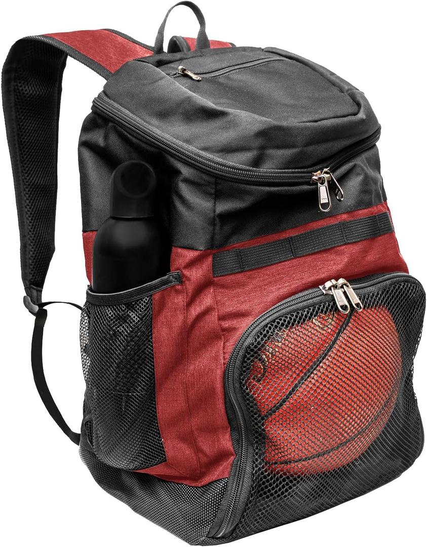 Basketball Backpack with Ball Compartment (Red)