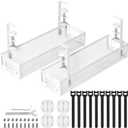 Cable Management, 2 Pack Cable Management Under Desk No Drill, Metal Cord Organizer with Clamp for Standing Desk, Cable Organizer for Home Office, White (15.3''+15.7'' (2 Pack))