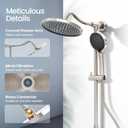 Rainshower Head with Handheld Spray, Retrofit Shower System with Solid Brass Connecter, High Pressure Shower Head with Adjustable Holder& Tub Spout, 60" Stainless Steel Hose, Brushed Nickel