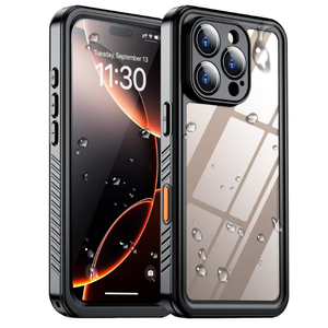 Temdan Compatible with iPhone 16 Pro Max Case Waterproof, Builtin Screen & Camera Protector IP68 Underwater Full Body 16FT Military Dropproof Shockproof Phone Case 6.9"Black/Clear
