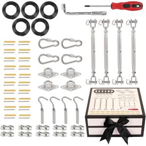 Shade Sail Hardware Kit, 304 Stainless Steel Sun Sail Installation Kit for Outdoor Garden Canopy Sails, Triangle Rectangle Triangle Sun Sail, 73pcs