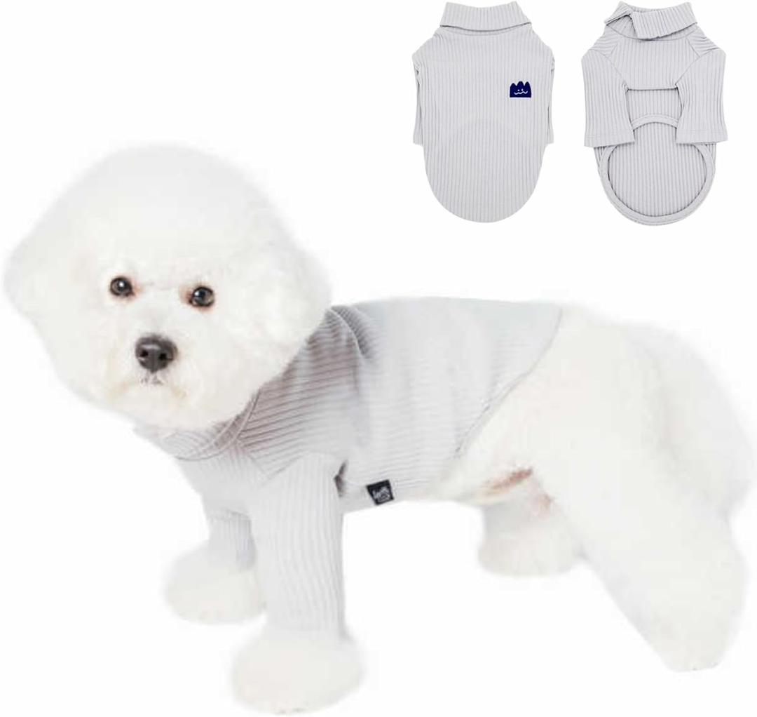 Dog Cotton Basic Shirt, Soft Comfortable Clothes Skin-Friendly Breathable T-Shirt for Breeds (Grey,L)