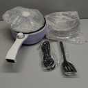 Dezin Hot Pot Electric with Steamer Upgraded, Non-Stick Saut Pan, Rapid Noodles Electric Pot, 1.5L Mini Pot for Steak, Egg, Fried Rice, Ramen, Oatmeal, Soup with Power Adjustment (Purple 2)