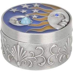 Cute Jewelry Box, Compact Jewelry Organizer, Jewelry Organizer Creative Retro, Round Star and Crescent Trinket Box with Lids Flannelette Lining for Ring Necklaces Earrings Keepsake Organizer