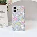 Lovmooful Compatible for iPhone 16 Plus Case Clear Cute Flower Floral Leaf with Color Design for Girls Women Soft TPU Shockproof Protective Girly for iPhone 16 Plus Case-Floral