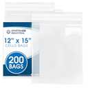 Spartan Industrial - 12" X 15" (200 Count) Crystal Clear Resealable Cello Poly Bags for Packaging, Clothing & T Shirts - Self Seal & Reinforced