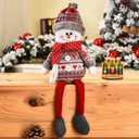 SIQITECHNO Christmas Decorations Long-Legged Santa Claus Elk Mouse Snowmen Sitting Hanging Plush Figurine Doll Ornaments for Home Window Table Fireplace Shelf Sitter Christmas Party Decoration Gifts (Snowman)