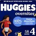 Huggies Overnites Size 4 Overnight Diapers (22-37 lbs), 58 Ct, Packaging May Vary